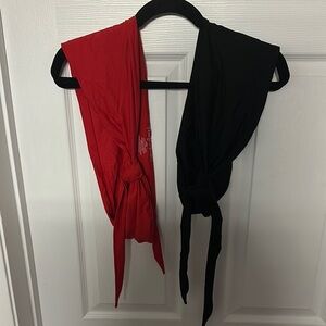 437 Red and Black Bikini Top Set